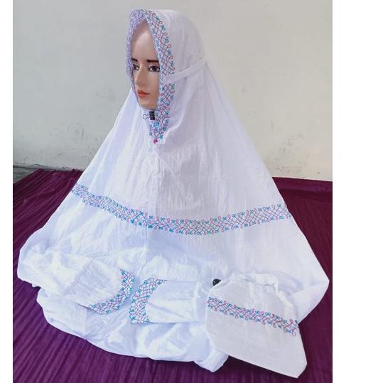 Penjualan Terbanyak.. Mukena Parasut Terusan  Bordir Stik Jumbo Dewasa Mukena Parasit Travelling