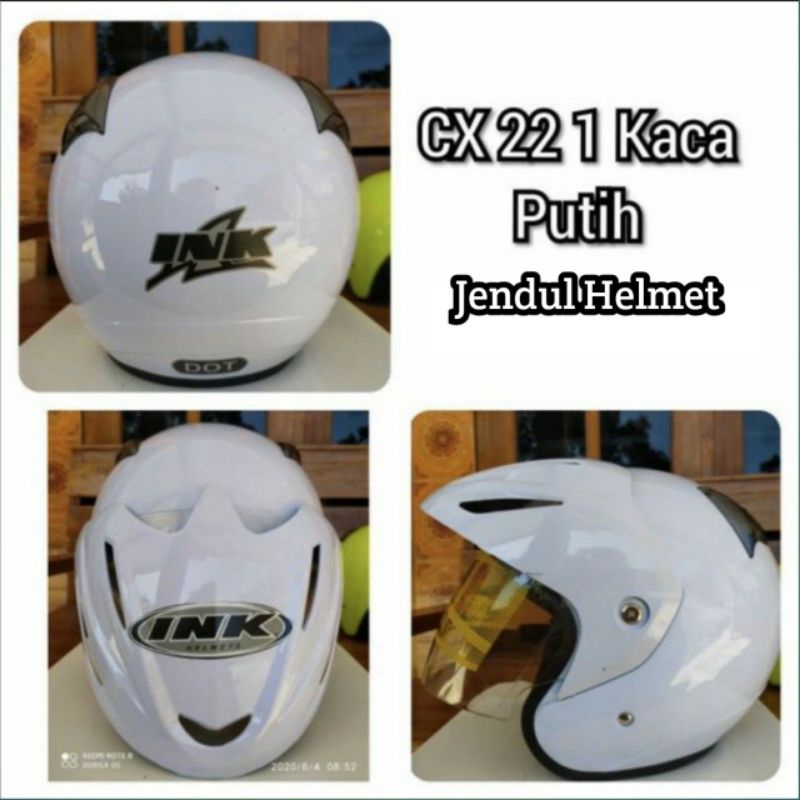 HELM INK cx22 (PACKING KARDUS DAN SARUNG HELM)-Putih