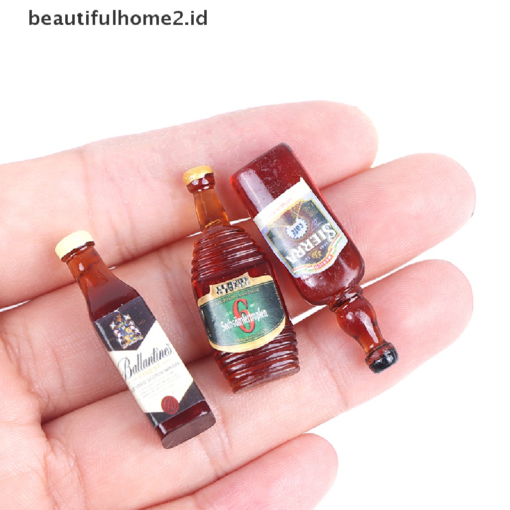 (beautifulhome2.id) 10pcs / Set Mainan Miniatur Botol Wine Skala 1: 12 Untuk Aksesoris Rumah Boneka