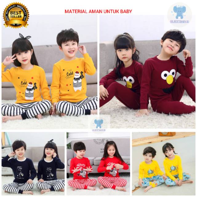 SET PIYAMA ANAK ANAK COUPLE  BAJU  TIDUR  ANAK ANAK COUPLE  