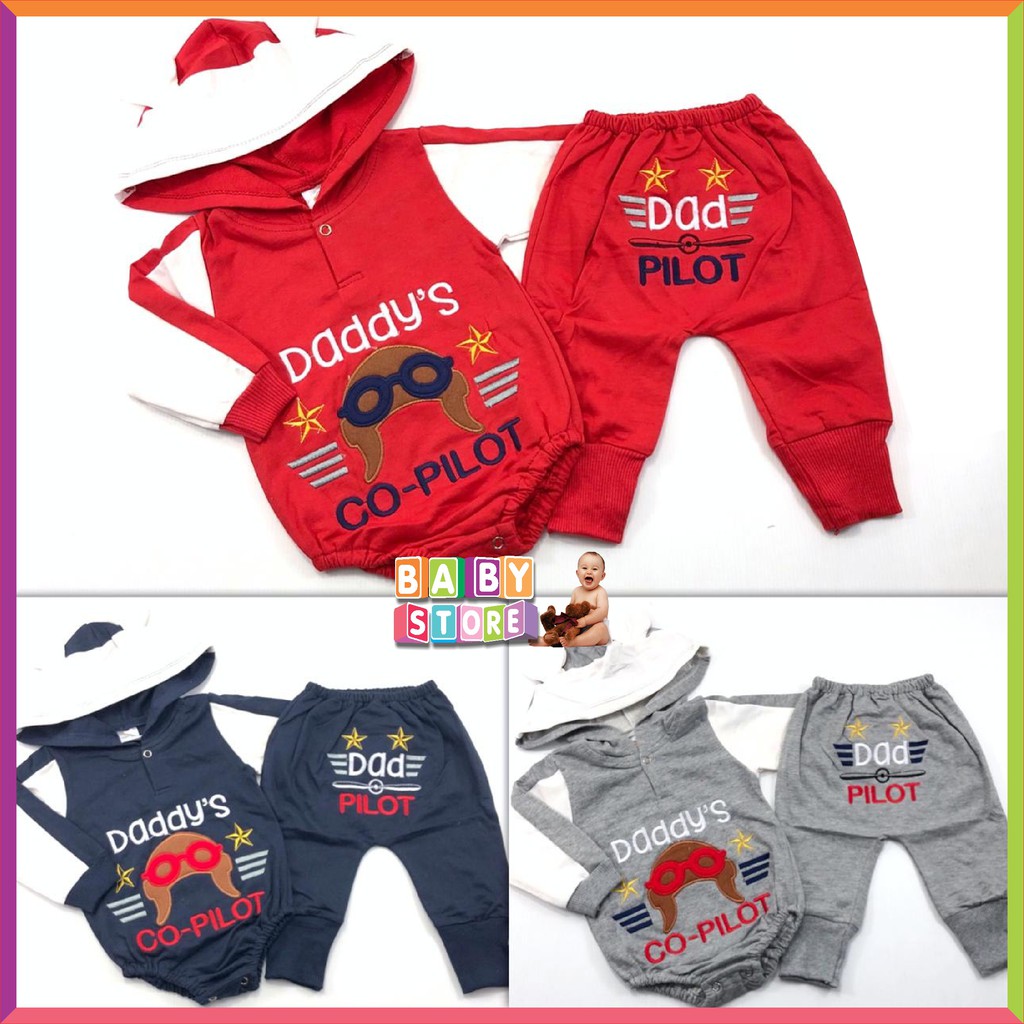 ❤ Baby Fashion ❤ SET JUMPER TOPI LENGAN PANJANG + CELANA PANJANG 3-12BLN / BABY BOY JUMPER SET