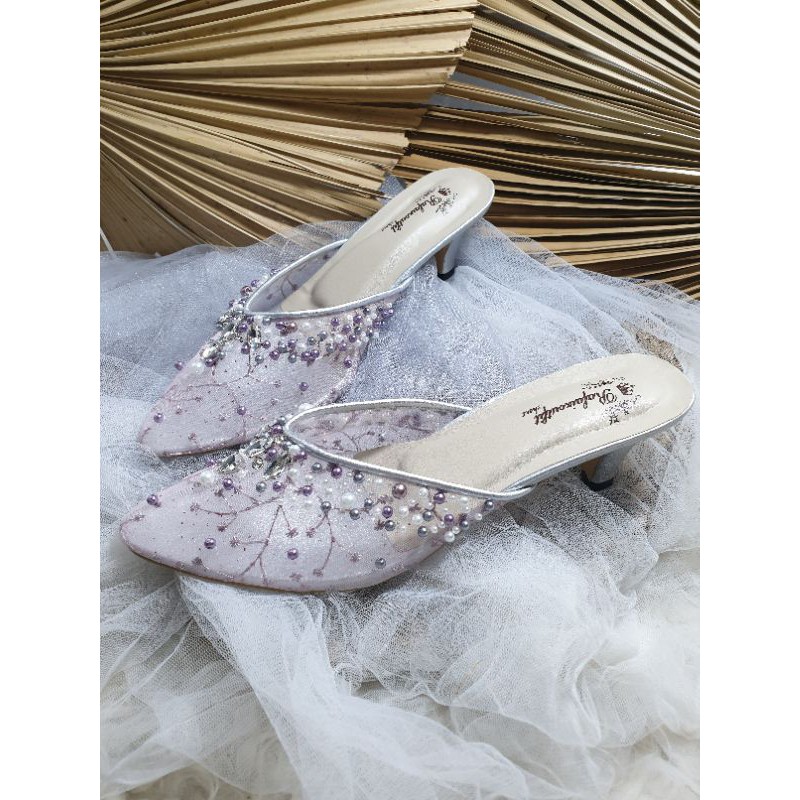 sepatu yohana purple silver 5cm runcing