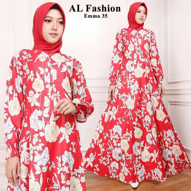 gamis katun jepang bangkok merah