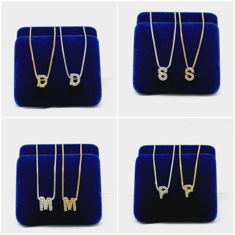 KALUNG PERAK ASLI SILVER 925 LAPIS EMAS/KALUNG ITALI SANTA+LIONTIN HURUF (NAGITA) MP/ASLI SILVER/FASHION WANITA TERBARU