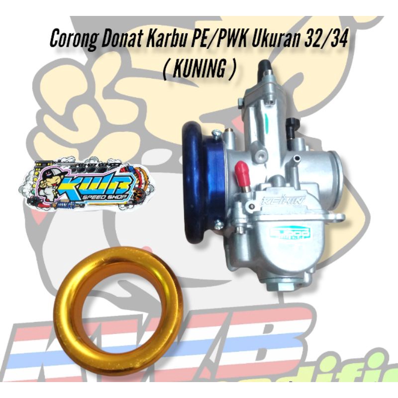 Velocity Karburator Model Donat Flat Corong Karbu PNP PE PWK PWL Air Strike 28 32 34 35 38-Kuning PE/PWK 32/34