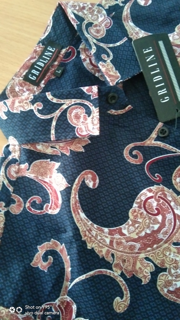 [gridline - R028] Kemeja Batik Pria Katun Lengan Pendek Regular Batik