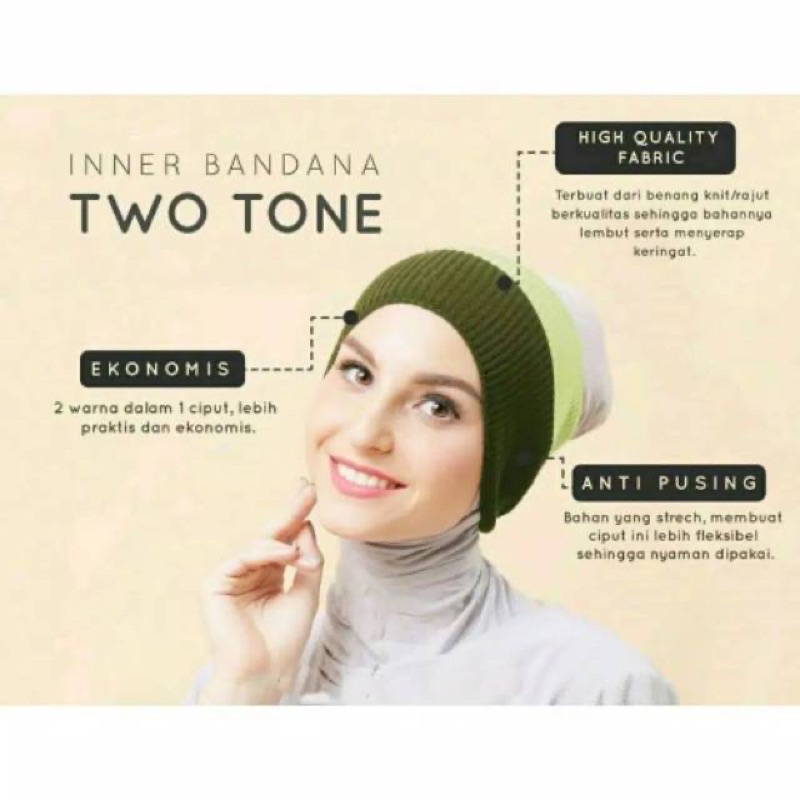 bandana ciput rajut two tone 2 warna