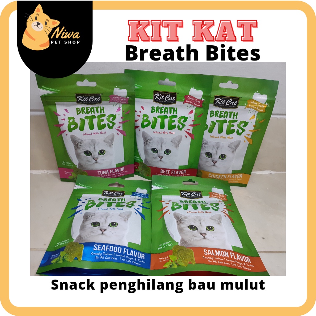 Snack Kucing Kit Cat Breath Bites - Makanan Kucing Penghilang Bau Mulut Kucing- Cemilan Kucing Murah