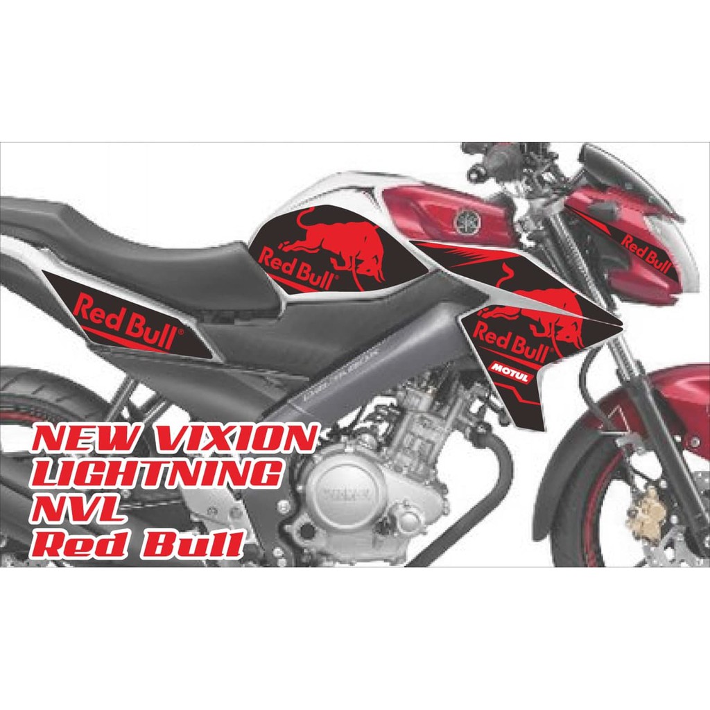 Stiker striping Yamaha New Vixion Lightning RedBull (hitam)