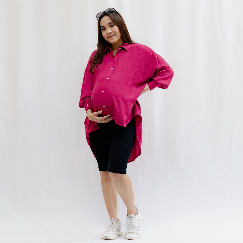 Bajuboo Fara - Kemeja Batwing Oversize Bumil &amp; Busui Friendly Cey Crinkle Premium