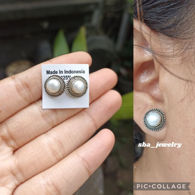 giwang tusuk perak bali mutiara air tawar