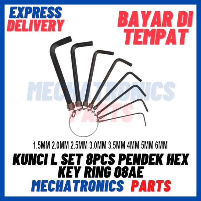 [DEV-9481] KUNCI L SET 8PCS PENDEK HEX KEY RING 08AE