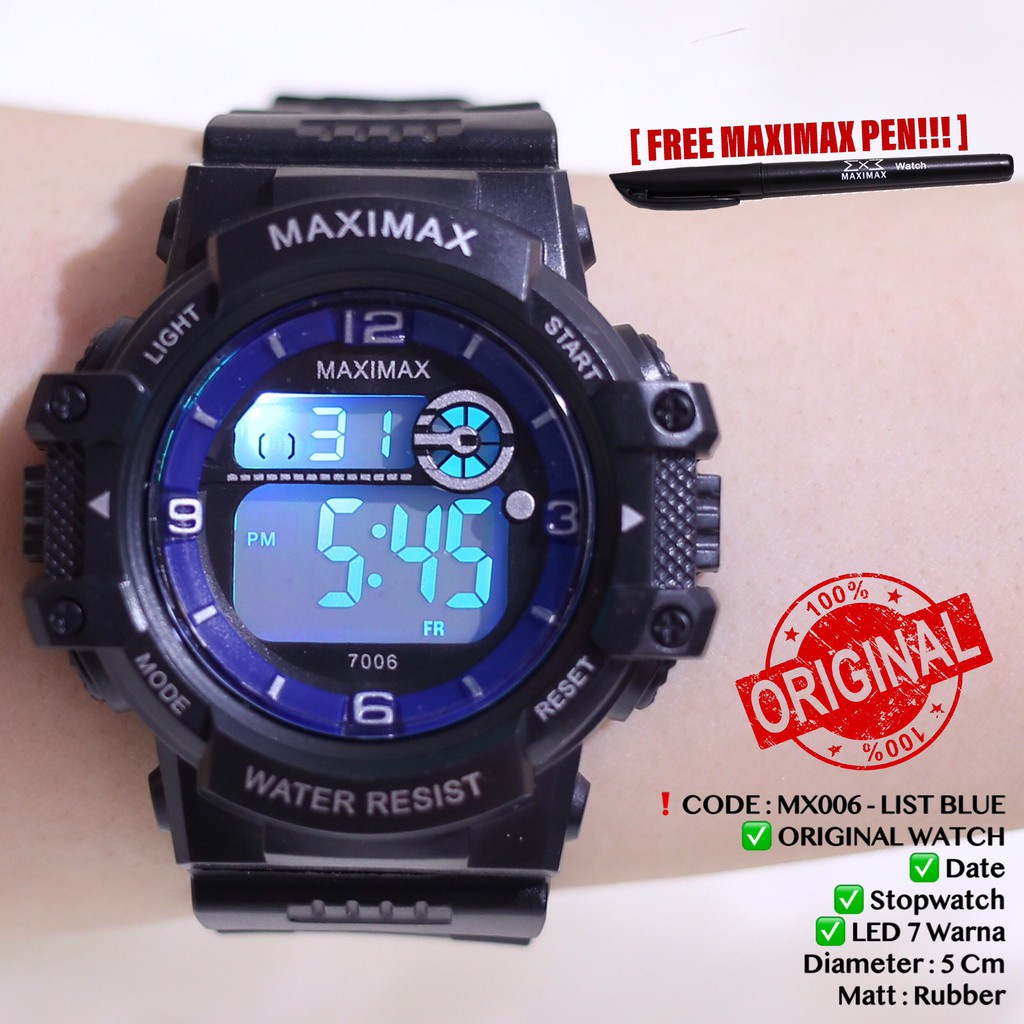 Jam tangan digital pria wanita FREE PUPLEN MAXIMAX model gshock LED watch MX7006