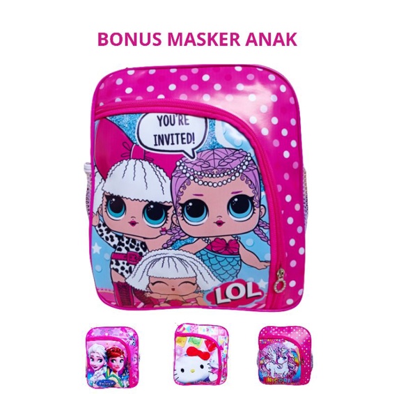 BISA COD / BAYAR DI TEMPAT / BONUS MASKER/TAS SEKOLAH ANAK PEREMPUAN / TAS KARAKTER / TAS PAUD / TAS TK / TAS NGAJI