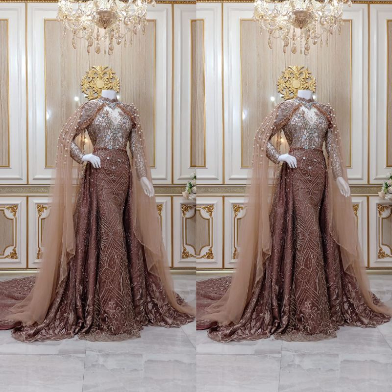 GAUN PENGANTIN MEWAH SLIM BEREKOR FULL PAYET MODERN //BAJU//KEBAYA