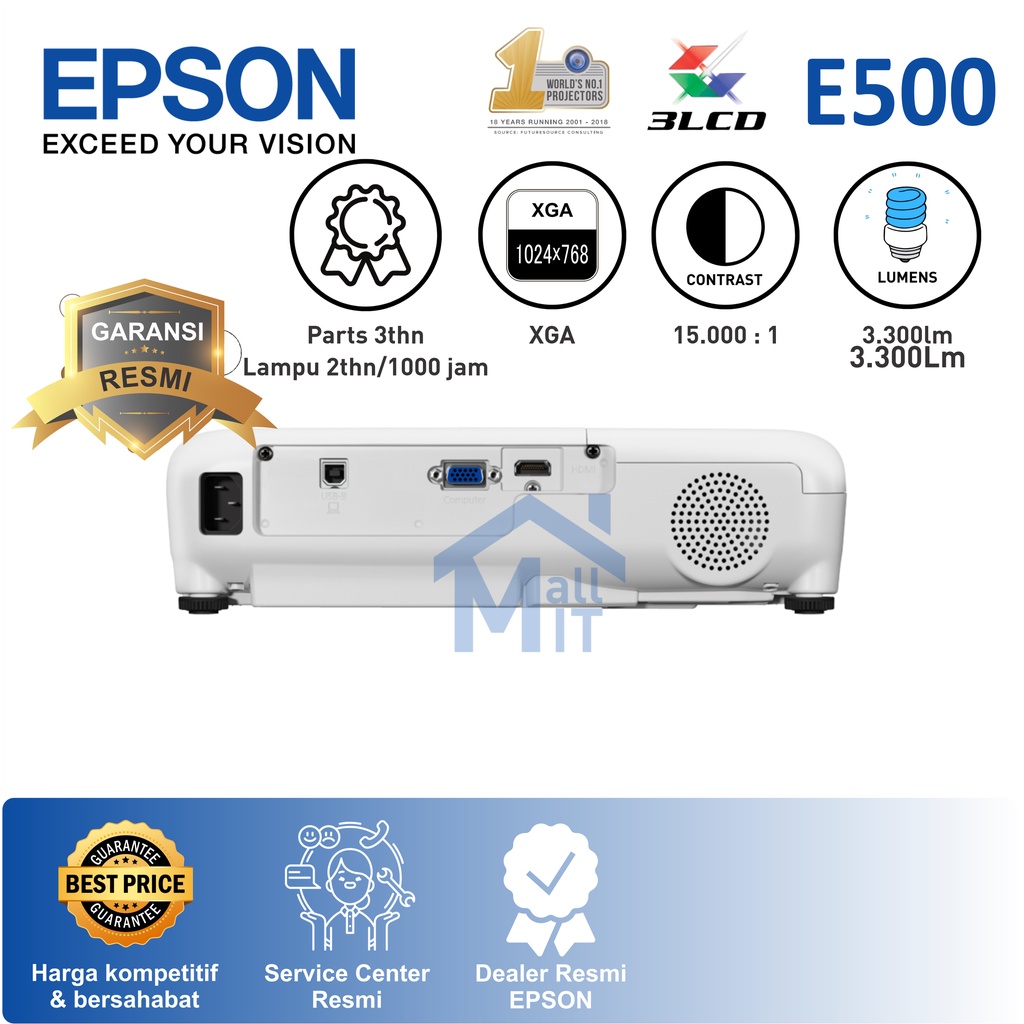 PROYEKTOR EPSON EB-E500 EBE500 EB E500 PENGANTI Epson EB-S400 S400 S 400 XGA