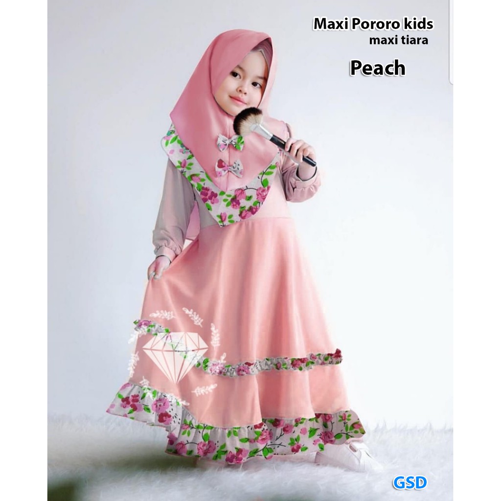 maxi pororo kids/baju muslim anak/maxi hijab anak/terusan dress gamis syari anak/maxi muslim anak