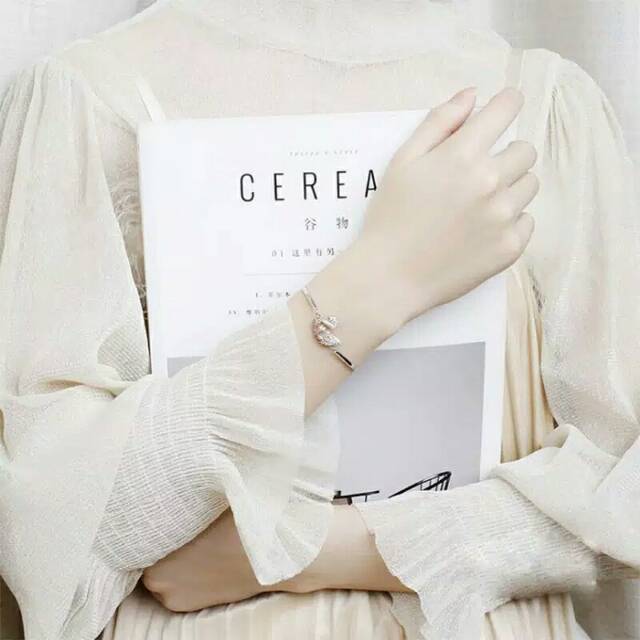 GG Gelang Tangan Rantai Aksen Swan Titanium#GT-A
