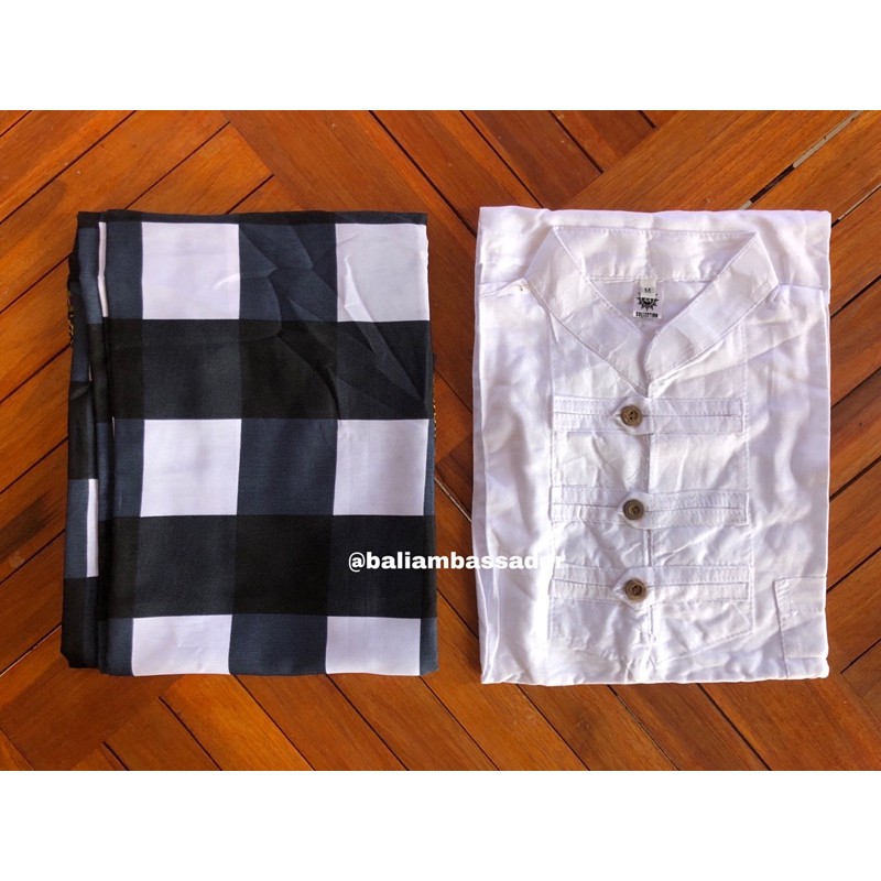 SETELAN SARUNG KOTAK POLOS KOKO PUTIH DEWASA