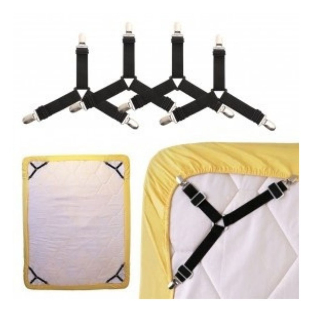 Tali Kait Karet PenJepit Ujung Sprei Kasur 3 Sudut Bed clip Set Holder 4 Pcs 111153