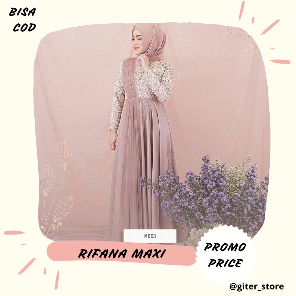 Rifana maxi / giterstore / Dress Brukat Hijab / Baju Kondangan / Kebaya Wisuda / FREE MASKER / COD