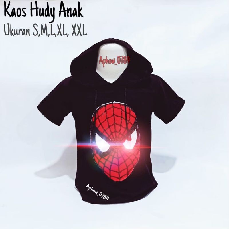 KAOS HOODIE ANAK LED SPIDERMAN BISA NYALA UK 2-10TAHUN