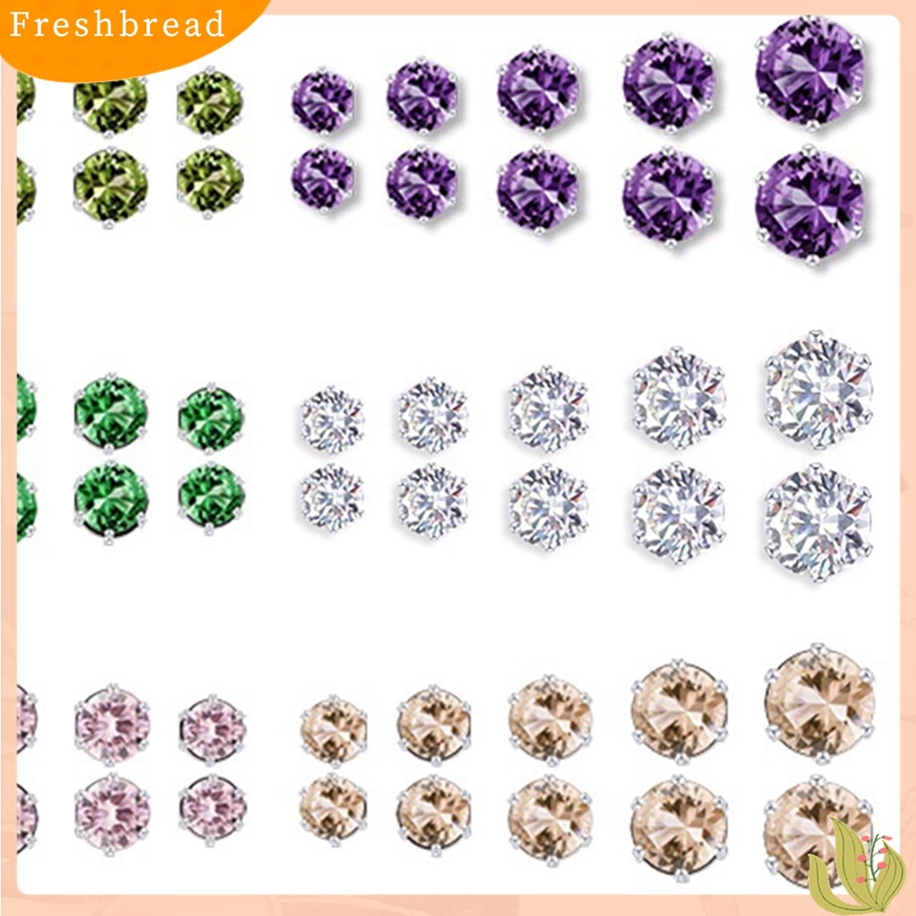 [TERLARIS]12 Pairs Earrings Exquisite Lovely Design Cubic Zirconia Brilliant Jewelry Ear Studs for Dating