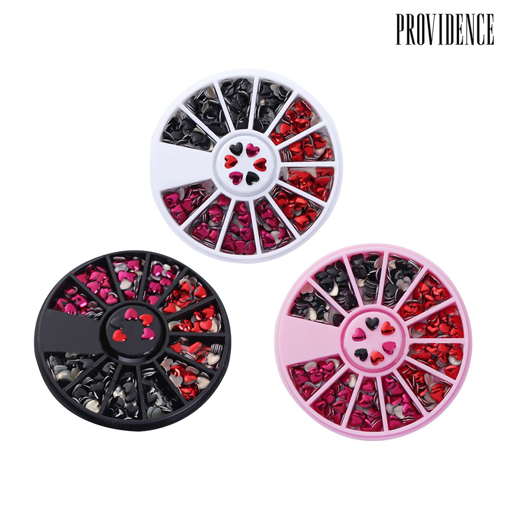 Providence Love Heart Shaped Metal Rivet DIY Nail Art Tips Mixed Color Stickers 1 Wheel Box