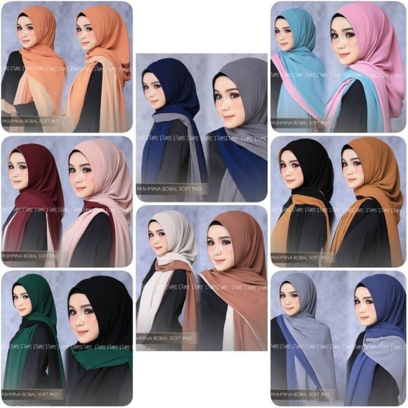 Hijab PASHMINA PED BOLAK-BALIK  2 Layer Ceruty Premium Babydoll