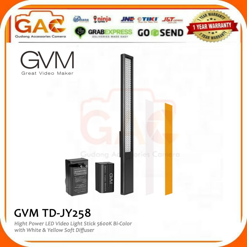 LED Video GVM TD-JY258 Hight Power Light Stick 5600K with Diffuser