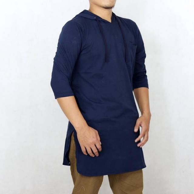 Kaos Kurta Premium/Baju Koko Pria - KQ HOODIE NAVY
