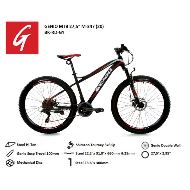 SEPEDA GUNUNG MTB 27.5 INCH GENIO M-347 | SHIMANO 24 SPEED