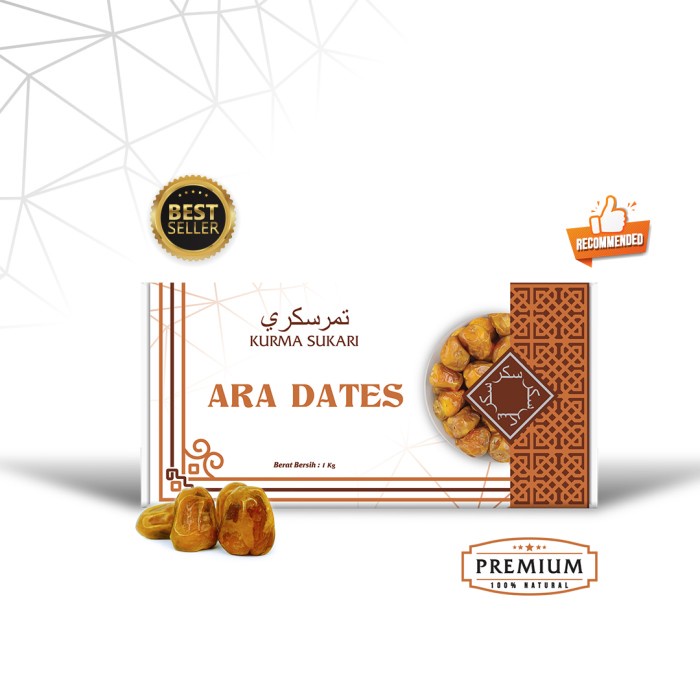 

Kurma Raja Sukari Sukkari 1kg ARA DATES Asli Original