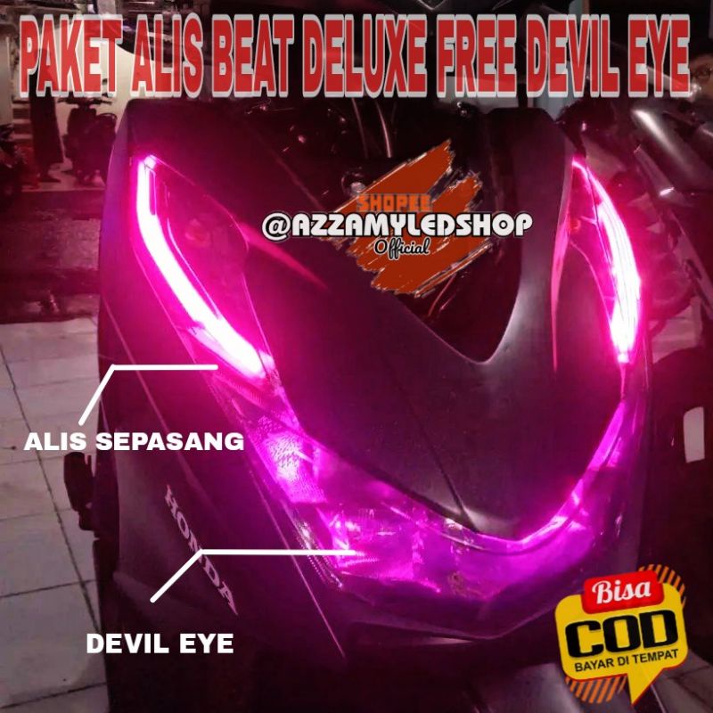 Paket lengkap LED DRL  alis lampu alis Honda BEAT DELUXE free 2 biji demon eye devil eye kualitas grade A super terang