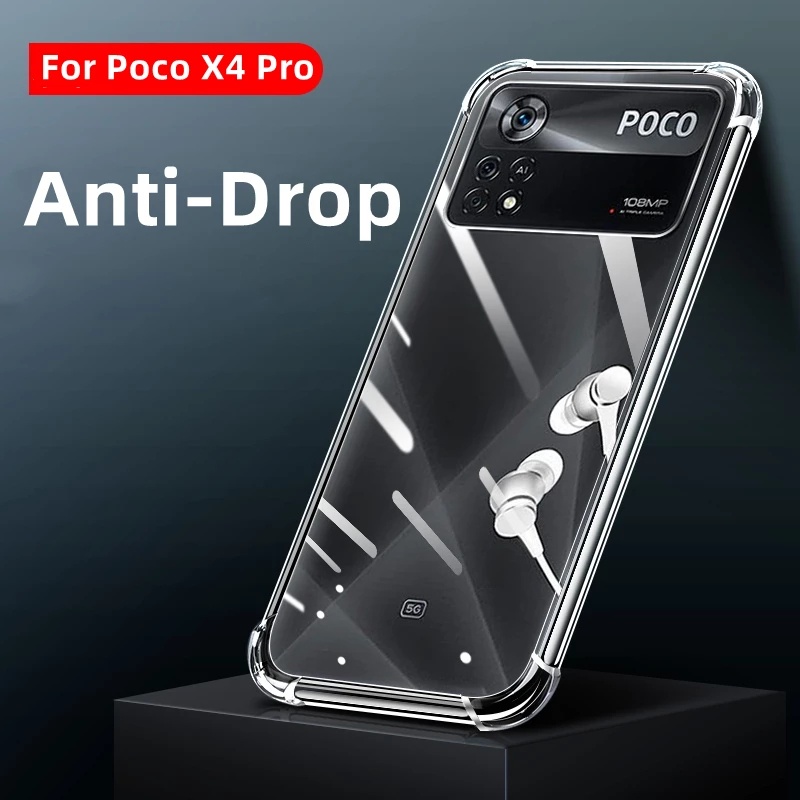 1pc Soft Case Silikon Transparan Shockproof Cover Xiaomi Poco X4 Pro 5G