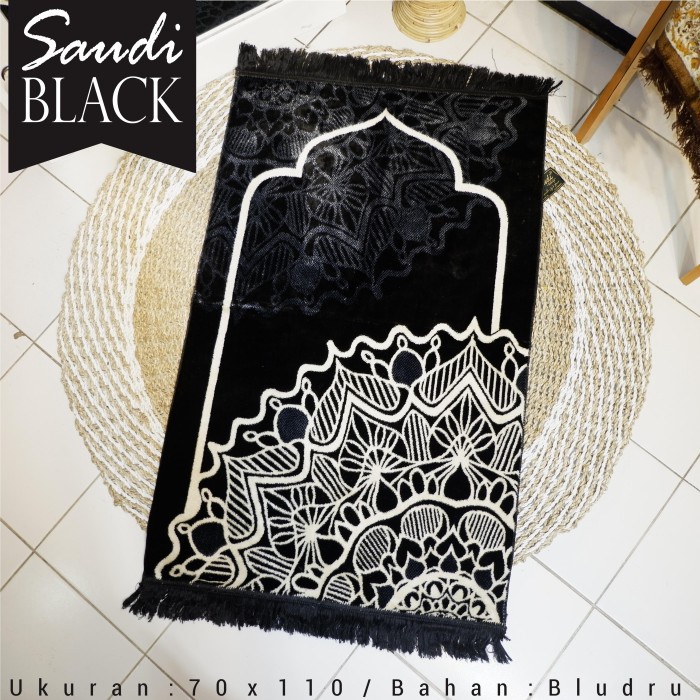 Sajadah Hitam Turkey Turki Sejadah Bludru Premium Original Super Gold Sejadah