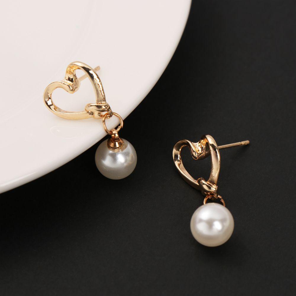 Solighter Heart Stud Earrings Berlian Gadis Perhiasan Pernikahan Cinta Hati Zirkon