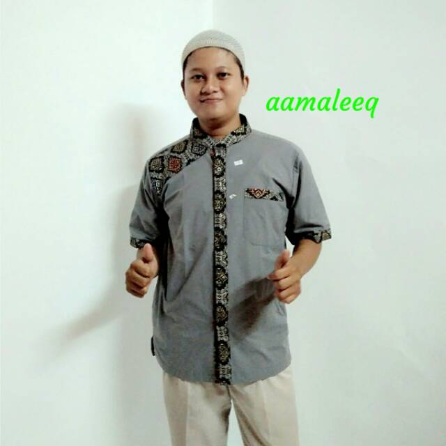 Koko lengan pendek prada abu