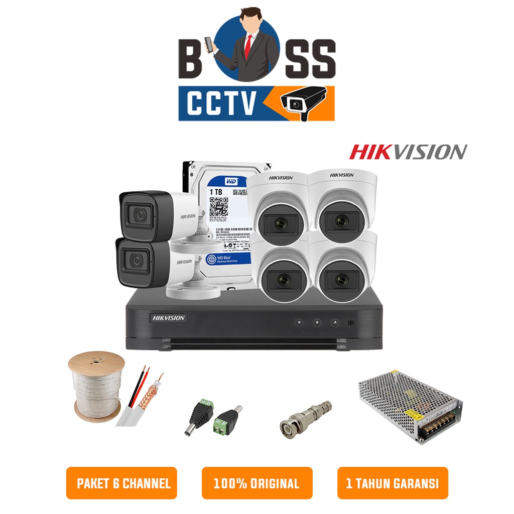 PAKET KAMERA CCTV 6 CHANNEL HIKVISION