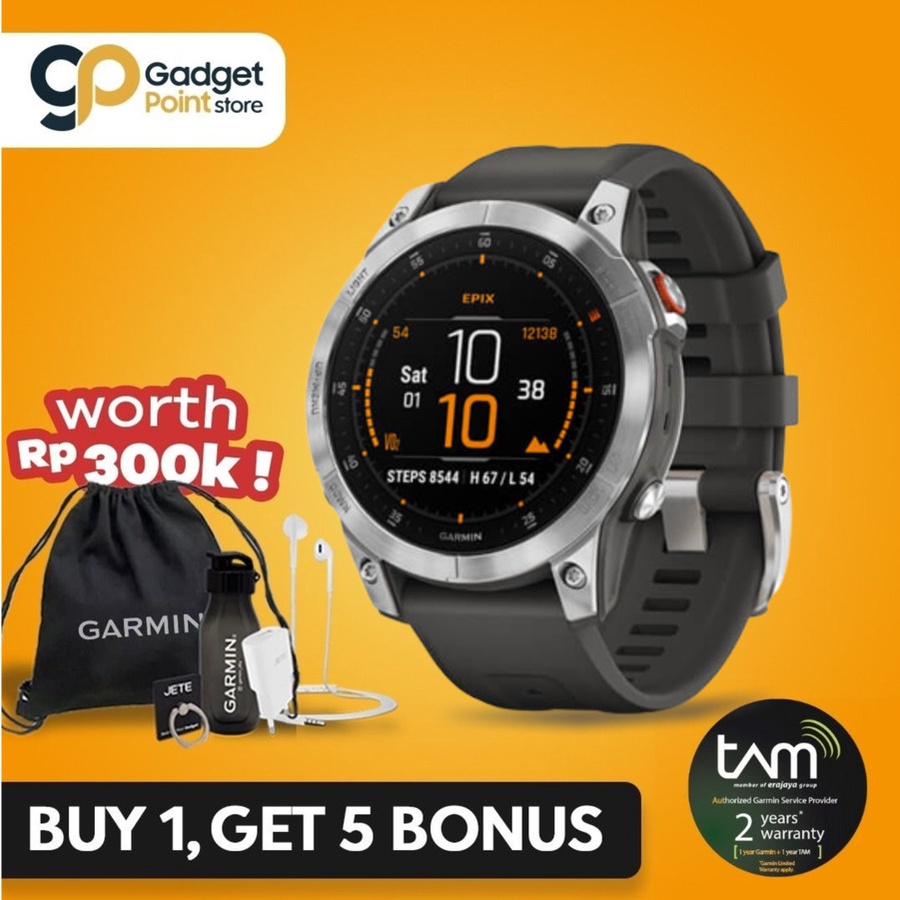 Garmin Epix 2 | Epix Gen 2 | epix™ (Gen 2) Slate Steel - Garandi Resmi TAM 2 Tahun