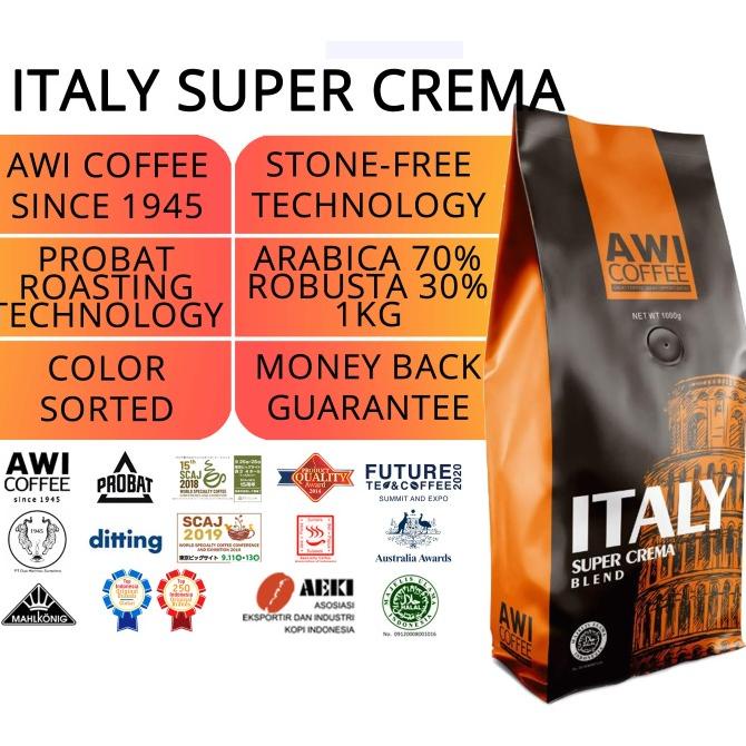 

[ COD ] Awi Coffee Kopi Italy Super Crema Blend 1kg |Roasted Bean |Specialty KOMPLIT Kode 1032