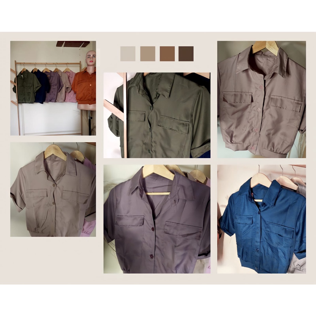 BLOUSE CROP TOP WANITA LENGAN PENDEK