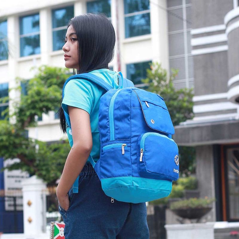 New Arrival - Tas Backpack Wanita Terbaru Biru | Tas Ransel Punggung Cantik | Tas Kasual Kerja Sekolah Kuliah Cewek Bahan Premium