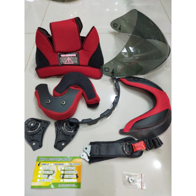 Busa helm kyt dj maru full set busa pipi busa leher busa kepala tali kaca helm KYT DJ maru