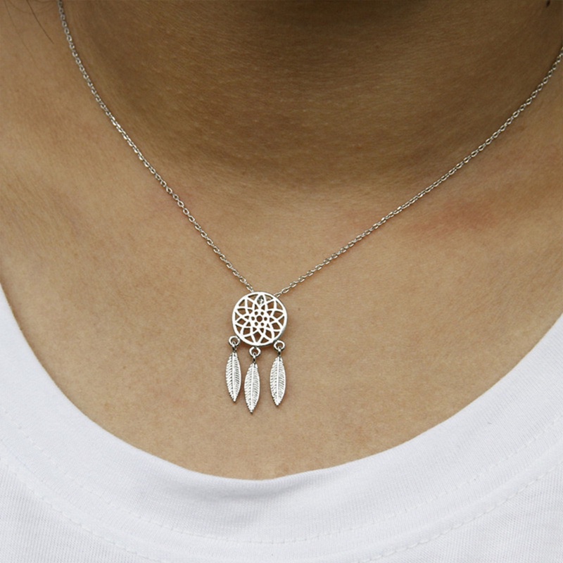 Kalung Rantai Dengan Liontin Dream Catcher Gaya Korea Untuk Wanita