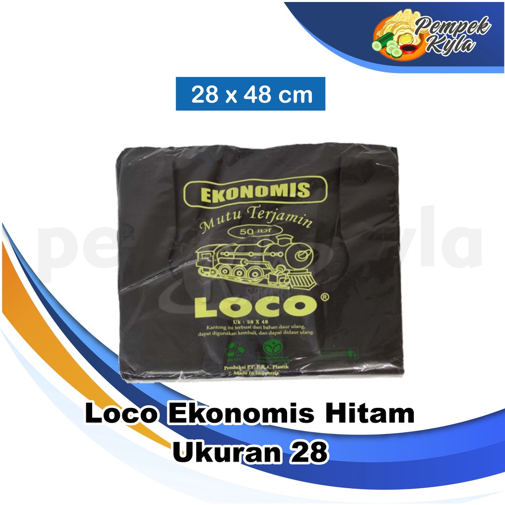 Kantong Plastik Kresek Loco Ekonomis 28 x 48 Hitam isi 50 lembar