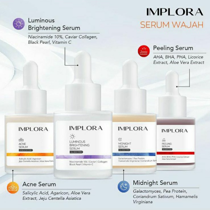 Implora Serum | Acne Serum | Midnight Serum | Peeling Serum | Luminous Serum | hydrating serum | K24 Gold Serum