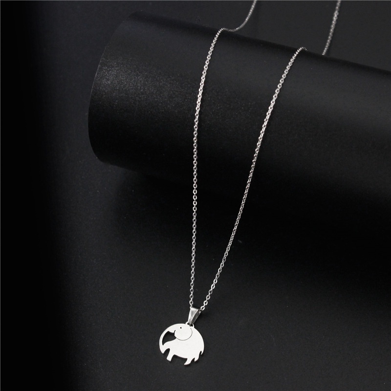 Gaya Korea 304 stainless steel desain sederhana gajah mini kalung wanita fashion in hip hop kartun g