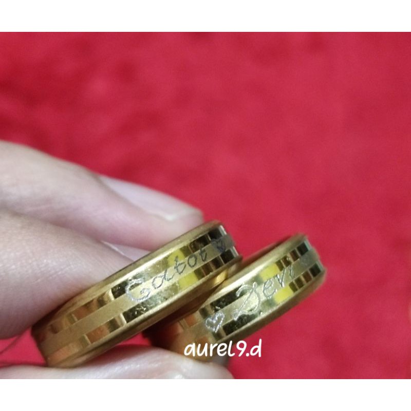 Cincin couple titanium ukir nama