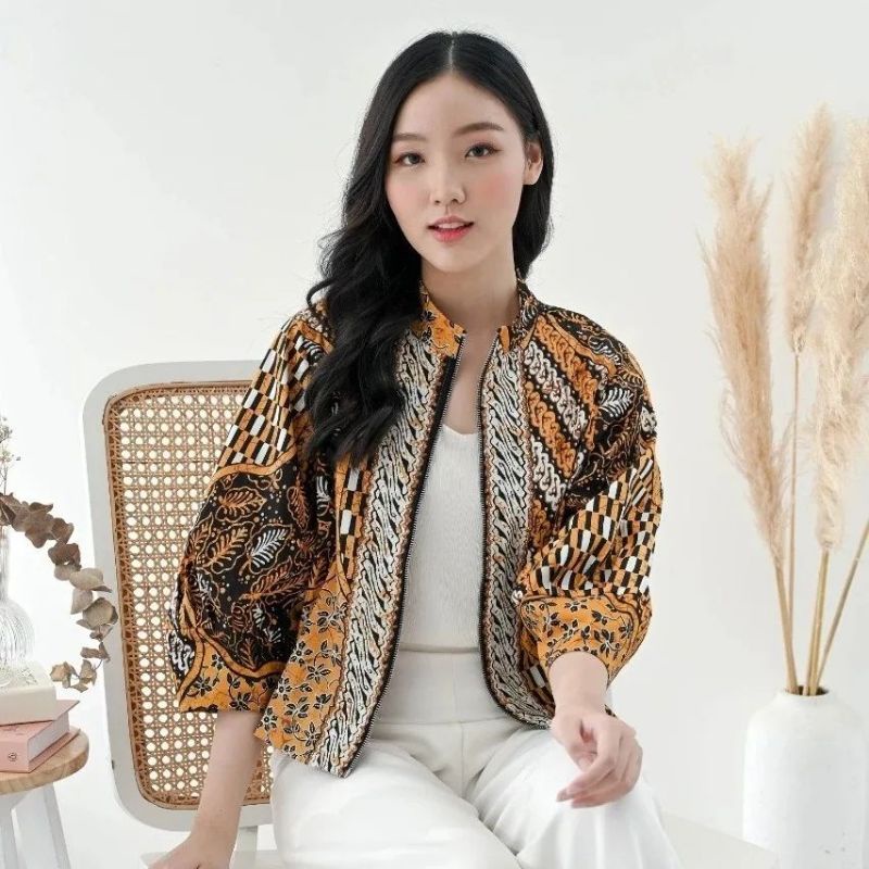 Size Jumbo : Jaket Bomber Batik / Jaket Batik Wanita /Outer Batik-1